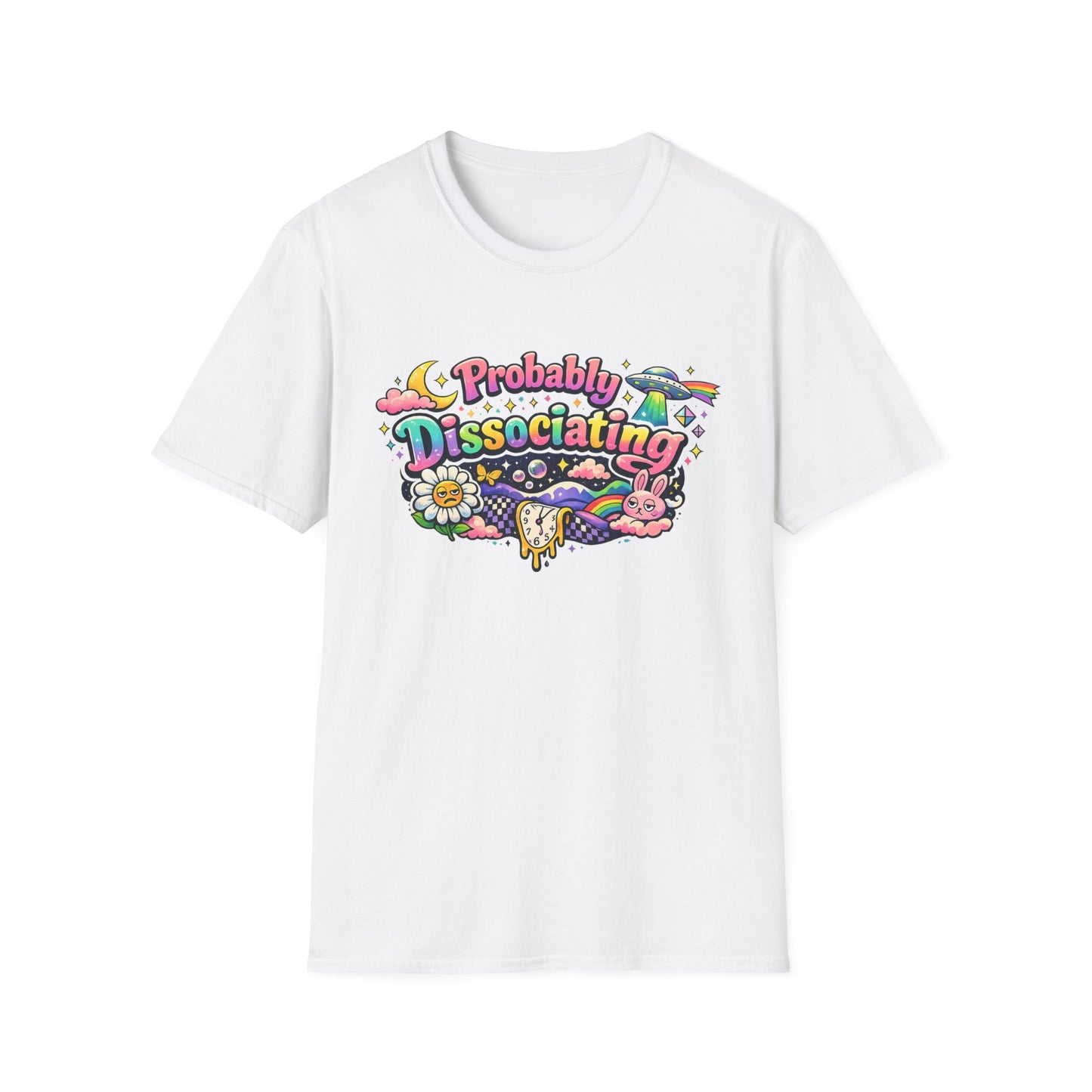 Probably Dissociating T-Shirt — Cute Psychedelic Mental Health Awareness Tee