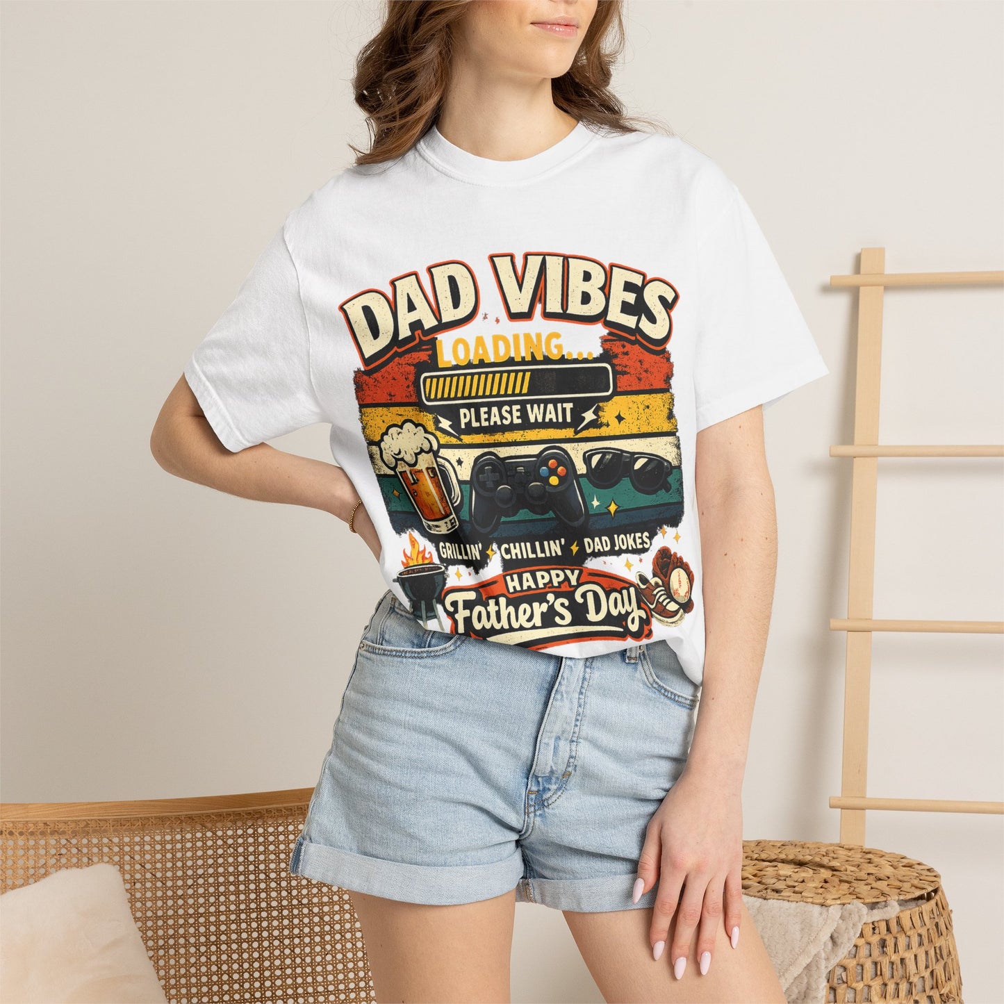 Funny Dad Vibes Loading Shirt, Retro Father’s Day Tee, Cool Dad Graphic Shirt, Viral Dad Shirt, Grilling Dad Tee, Gamer Dad Gift