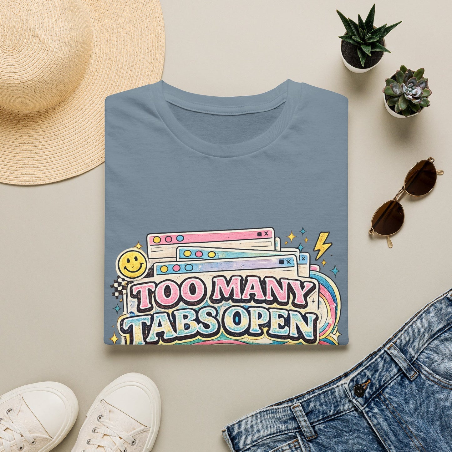 Too Many Tabs Open T-Shirt — Retro Cute Browser Tabs Graphic Tee