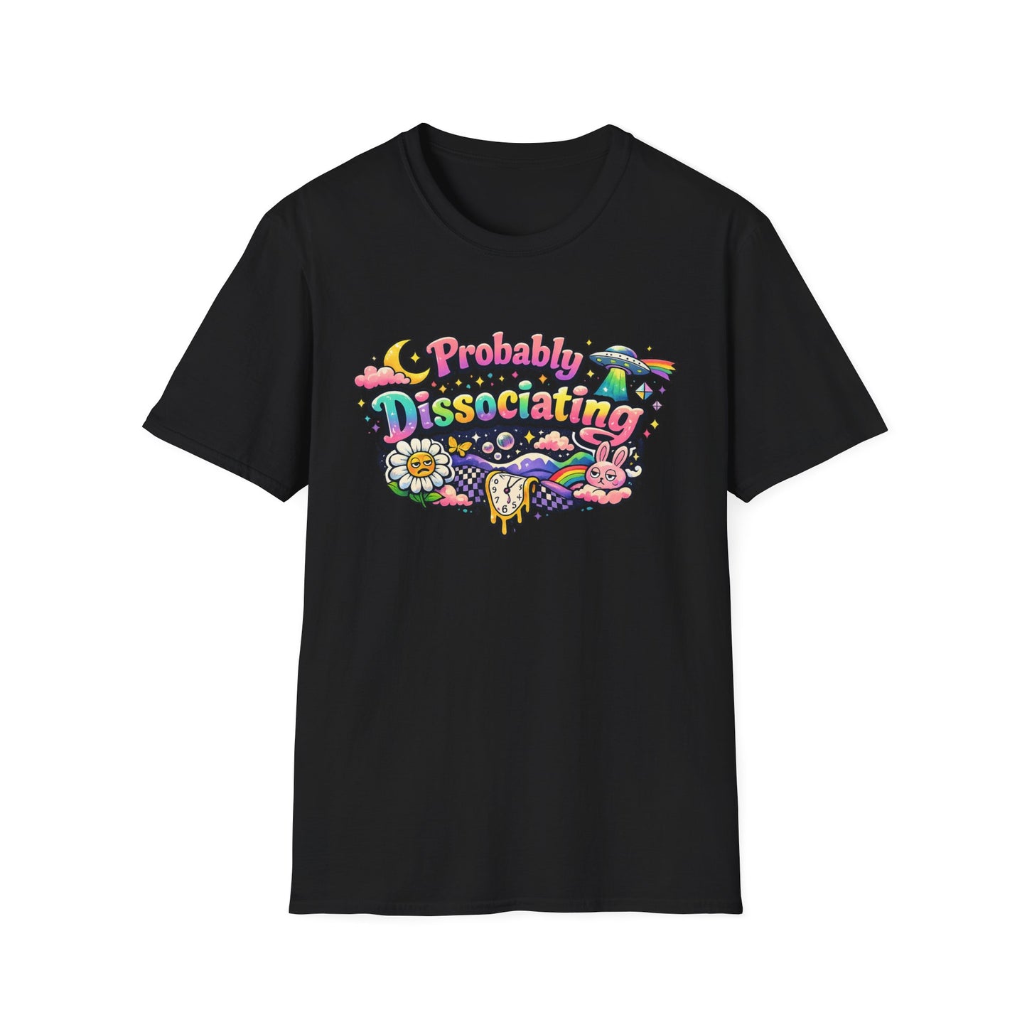 Probably Dissociating T-Shirt — Cute Psychedelic Mental Health Awareness Tee