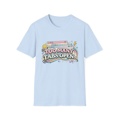 Too Many Tabs Open T-Shirt — Retro Cute Browser Tabs Graphic Tee