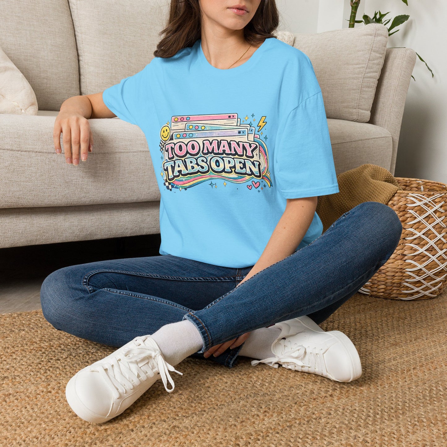 Too Many Tabs Open T-Shirt — Retro Cute Browser Tabs Graphic Tee