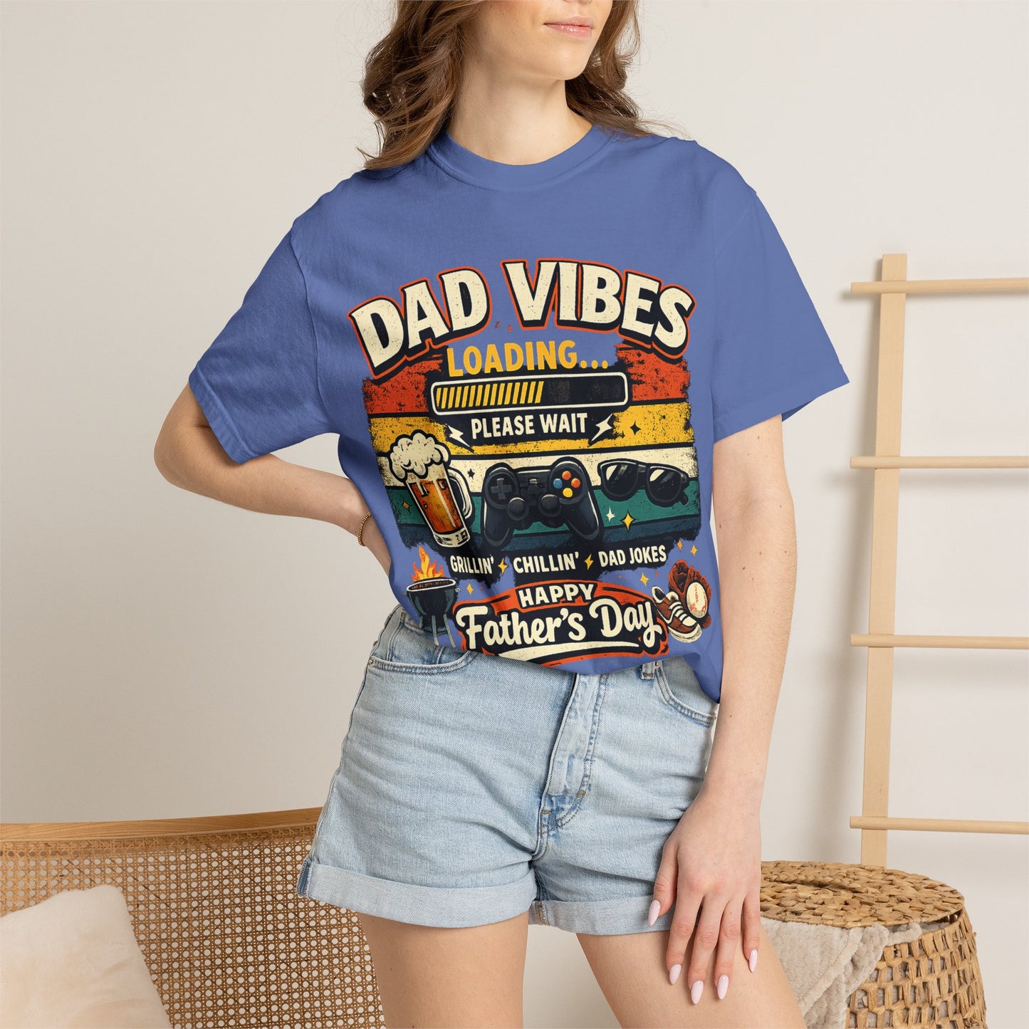 Funny Dad Vibes Loading Shirt, Retro Father’s Day Tee, Cool Dad Graphic Shirt, Viral Dad Shirt, Grilling Dad Tee, Gamer Dad Gift
