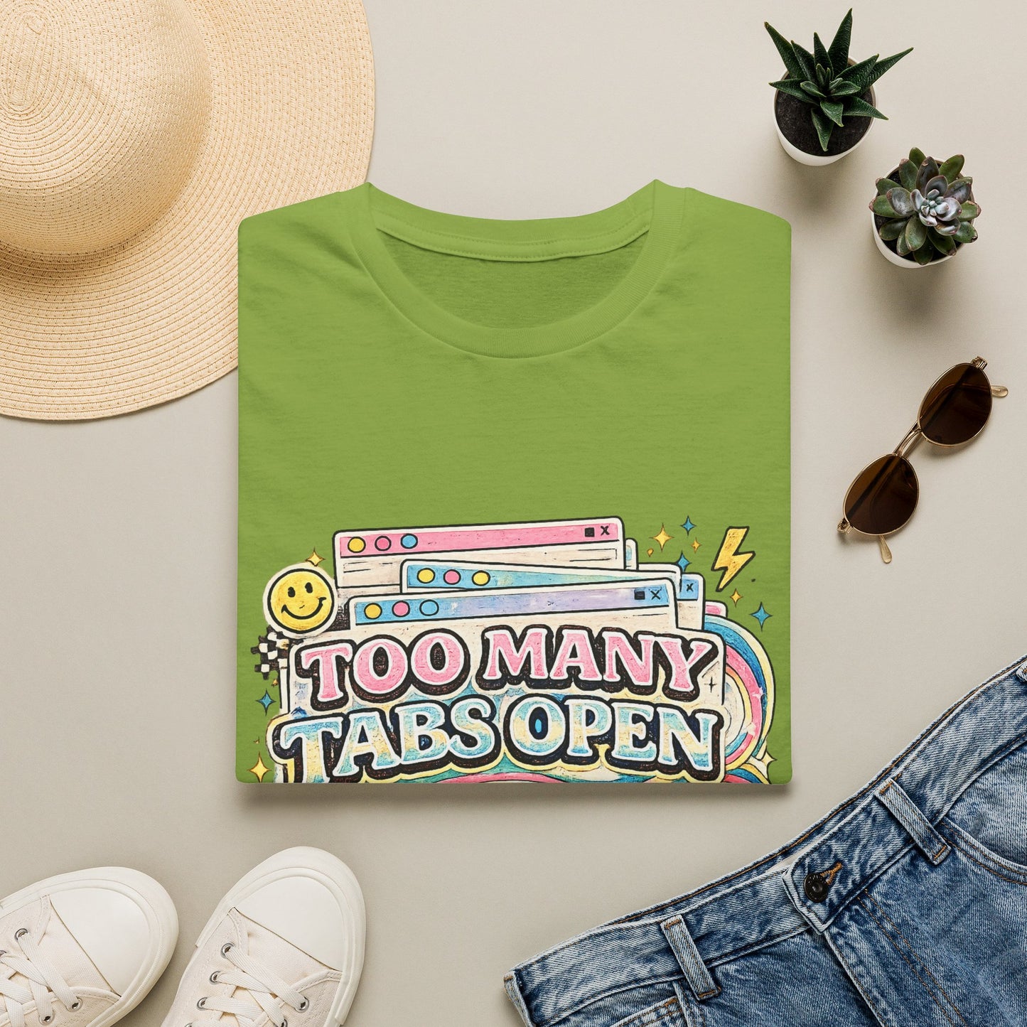 Too Many Tabs Open T-Shirt — Retro Cute Browser Tabs Graphic Tee
