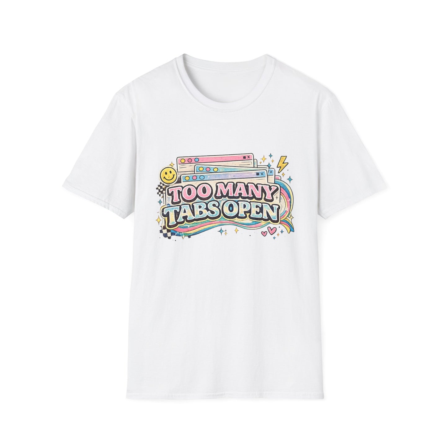 Too Many Tabs Open T-Shirt — Retro Cute Browser Tabs Graphic Tee