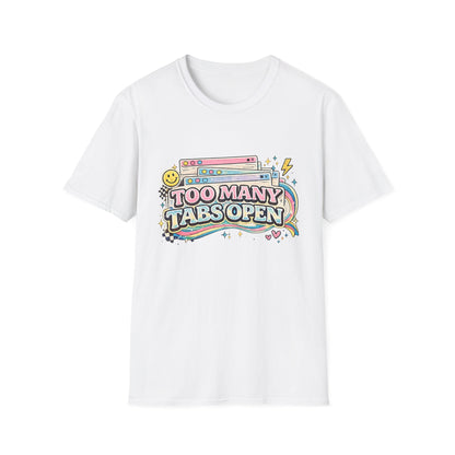 Too Many Tabs Open T-Shirt — Retro Cute Browser Tabs Graphic Tee