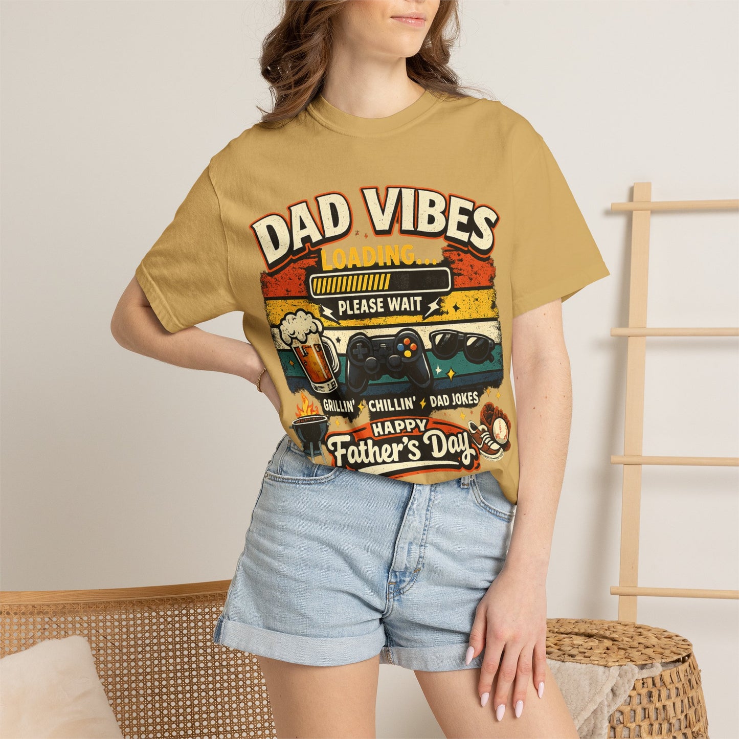 Funny Dad Vibes Loading Shirt, Retro Father’s Day Tee, Cool Dad Graphic Shirt, Viral Dad Shirt, Grilling Dad Tee, Gamer Dad Gift
