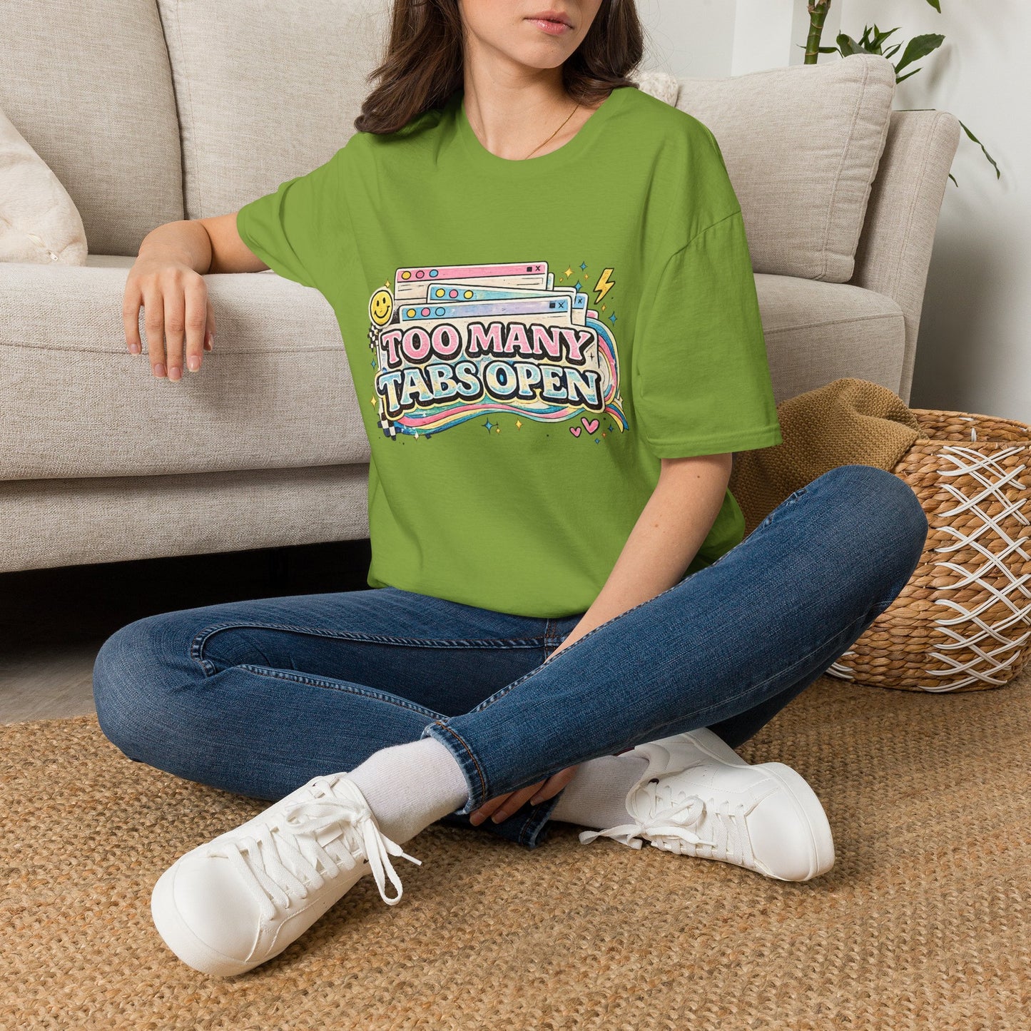 Too Many Tabs Open T-Shirt — Retro Cute Browser Tabs Graphic Tee