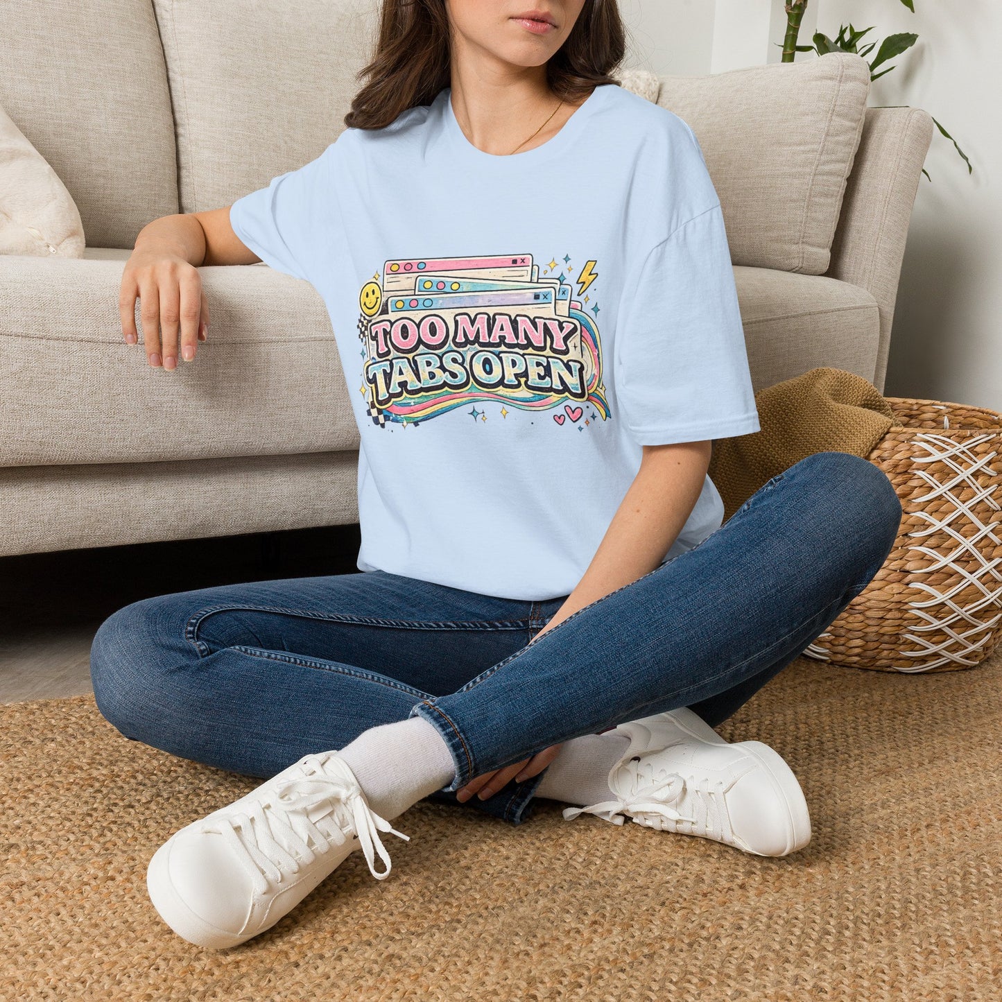 Too Many Tabs Open T-Shirt — Retro Cute Browser Tabs Graphic Tee