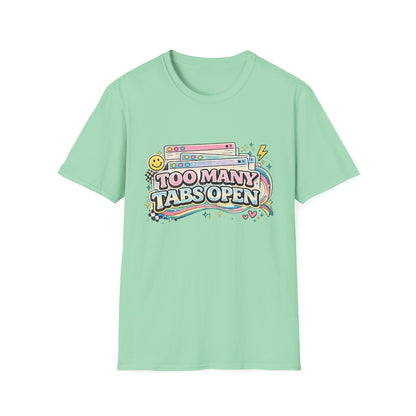 Too Many Tabs Open T-Shirt — Retro Cute Browser Tabs Graphic Tee