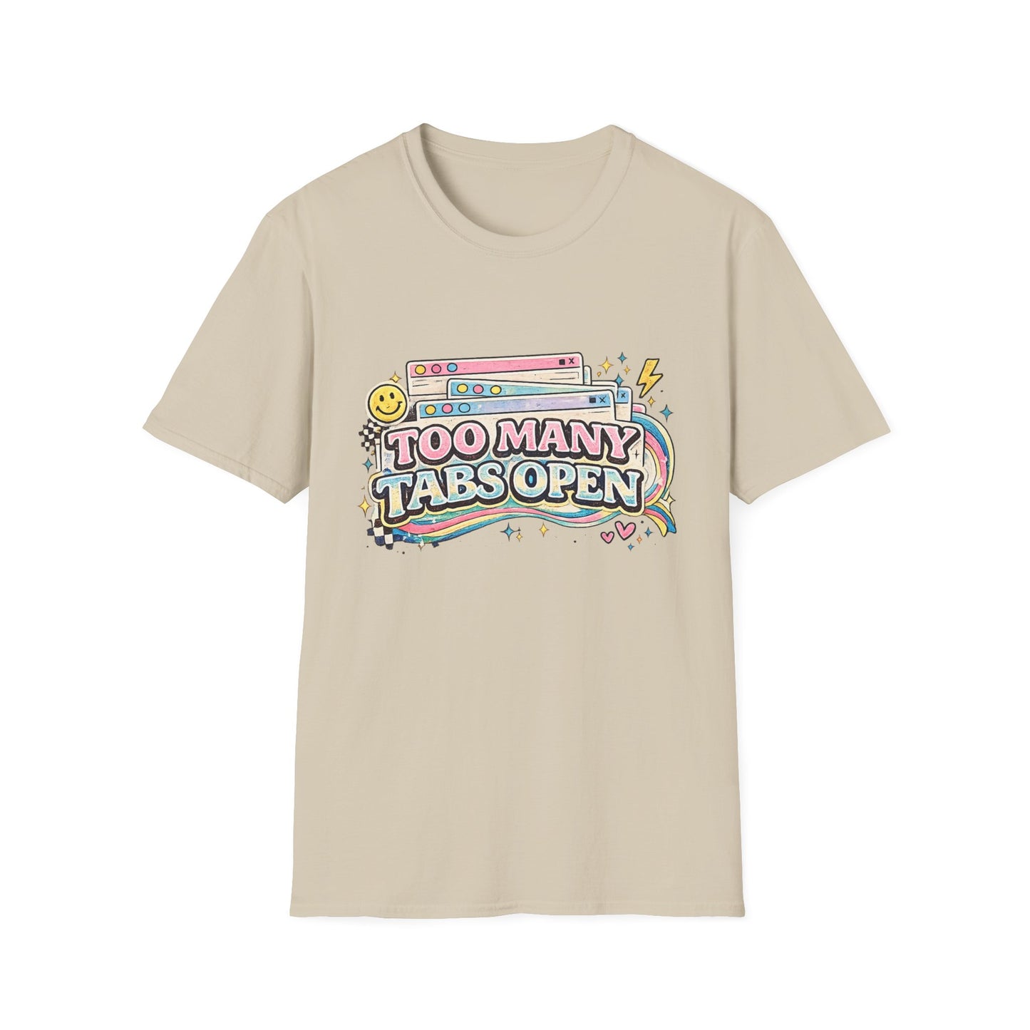 Too Many Tabs Open T-Shirt — Retro Cute Browser Tabs Graphic Tee