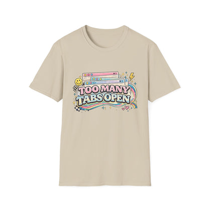 Too Many Tabs Open T-Shirt — Retro Cute Browser Tabs Graphic Tee