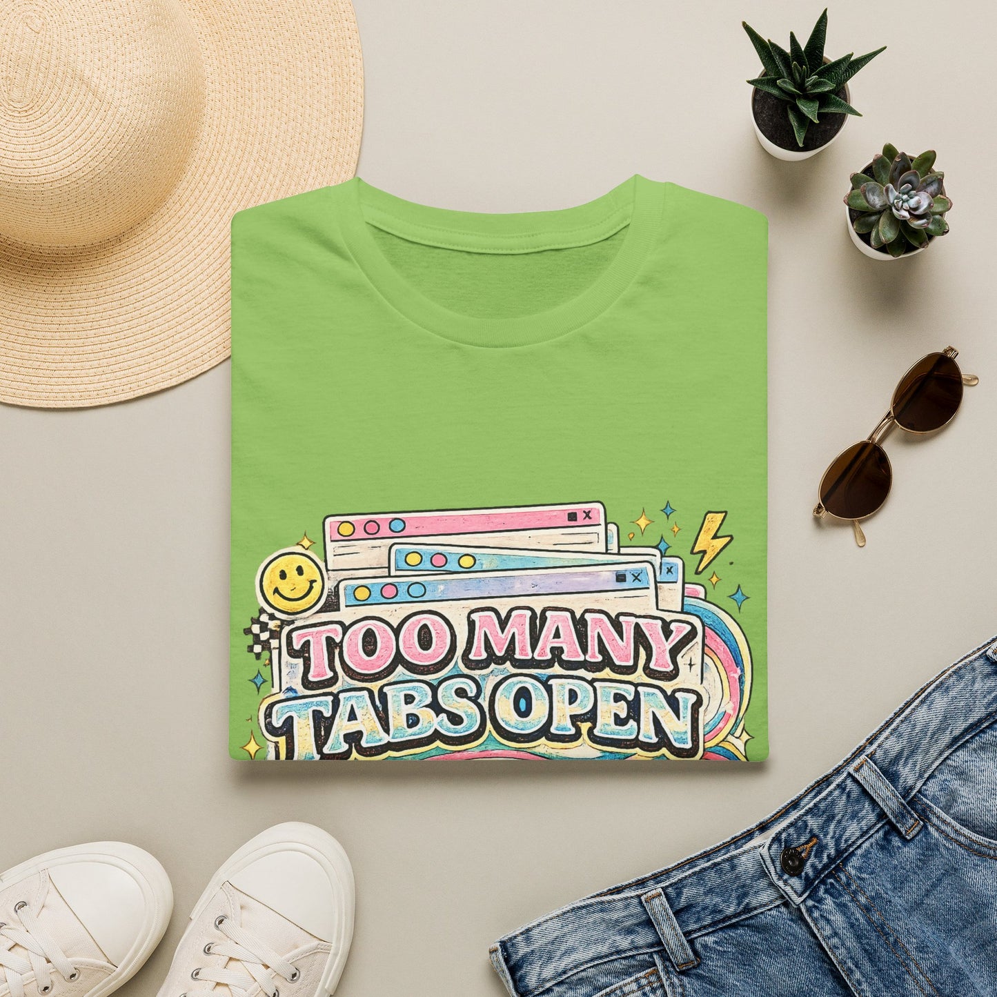 Too Many Tabs Open T-Shirt — Retro Cute Browser Tabs Graphic Tee