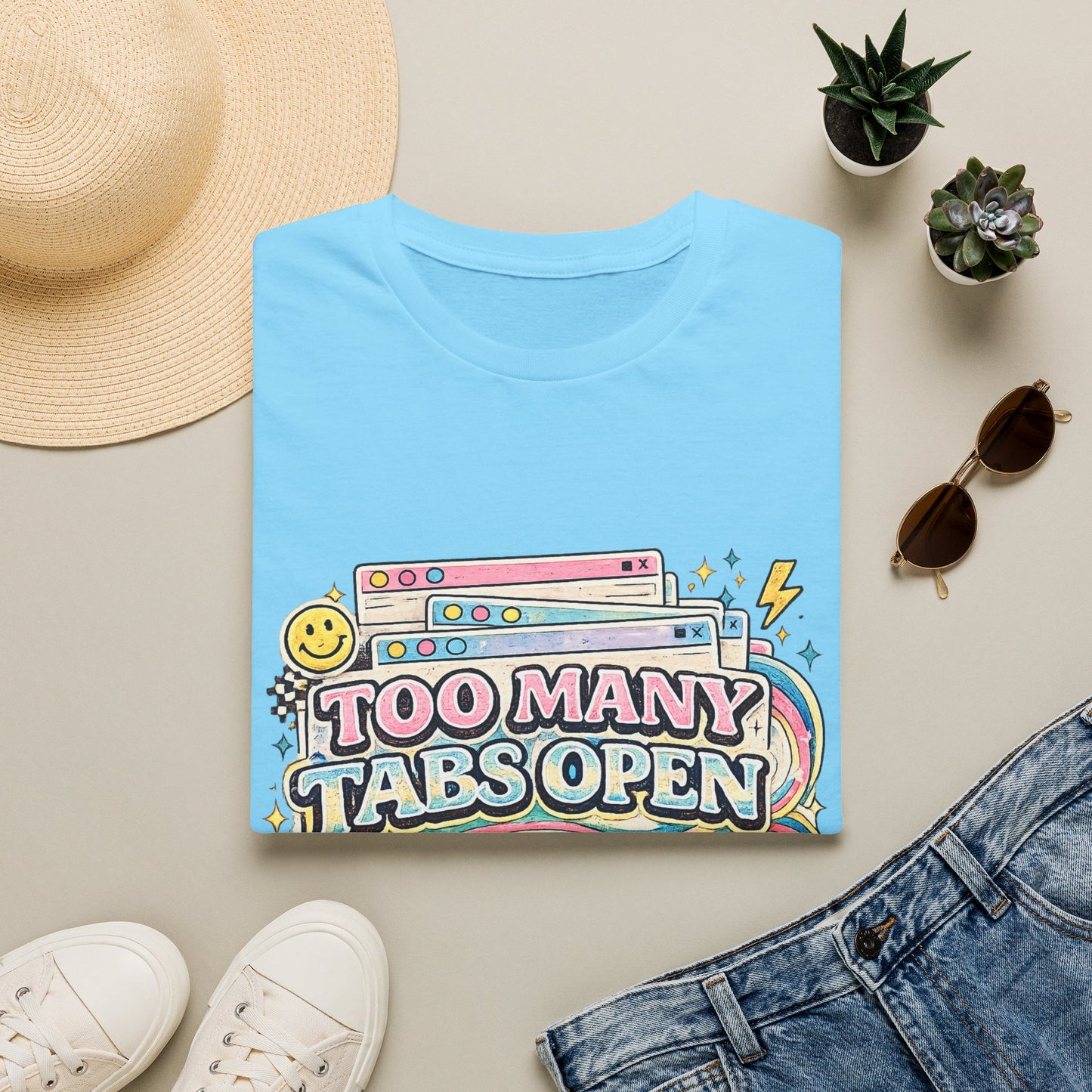 Too Many Tabs Open T-Shirt — Retro Cute Browser Tabs Graphic Tee