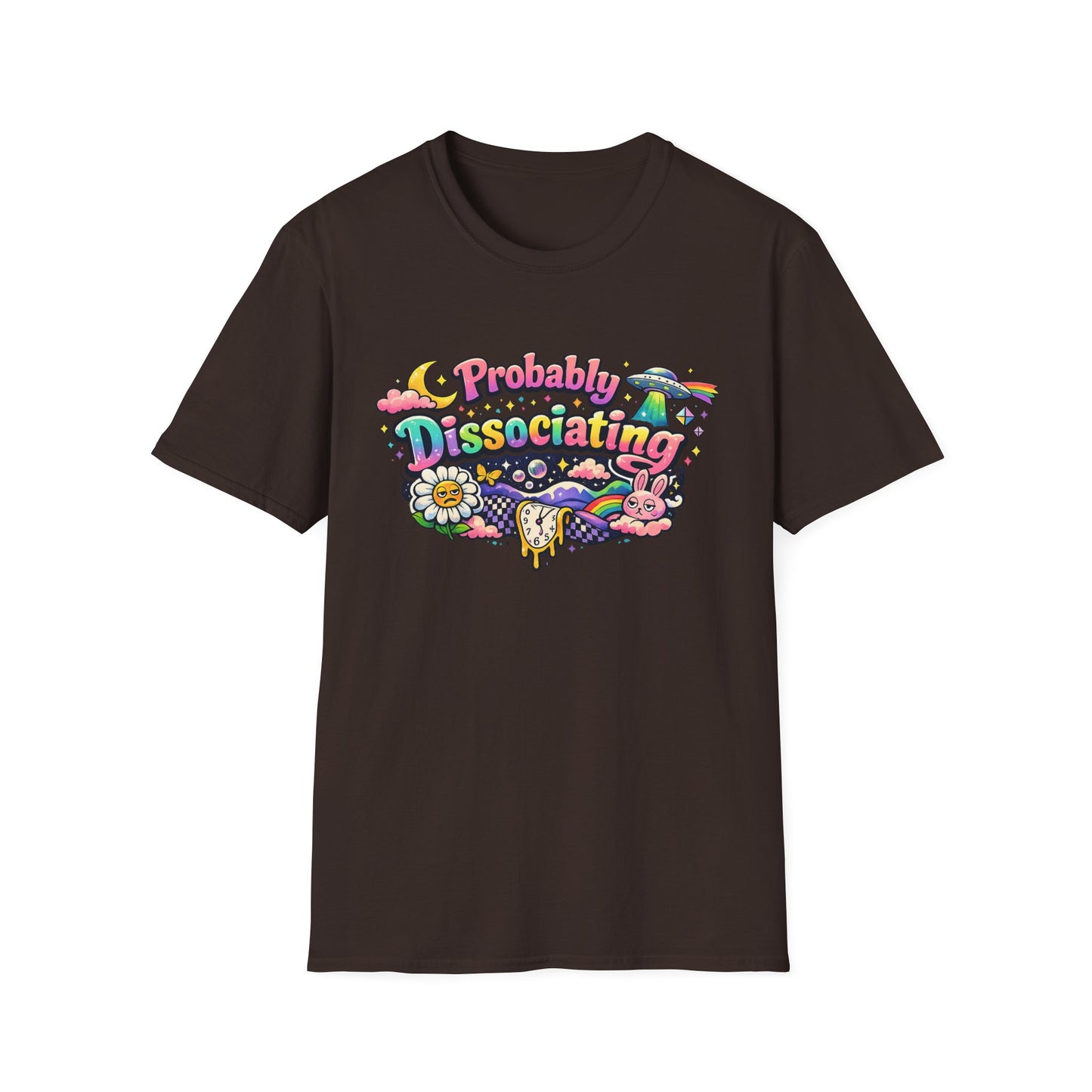 Probably Dissociating T-Shirt — Cute Psychedelic Mental Health Awareness Tee