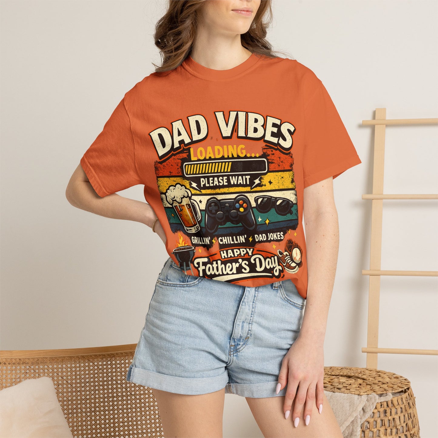 Funny Dad Vibes Loading Shirt, Retro Father’s Day Tee, Cool Dad Graphic Shirt, Viral Dad Shirt, Grilling Dad Tee, Gamer Dad Gift