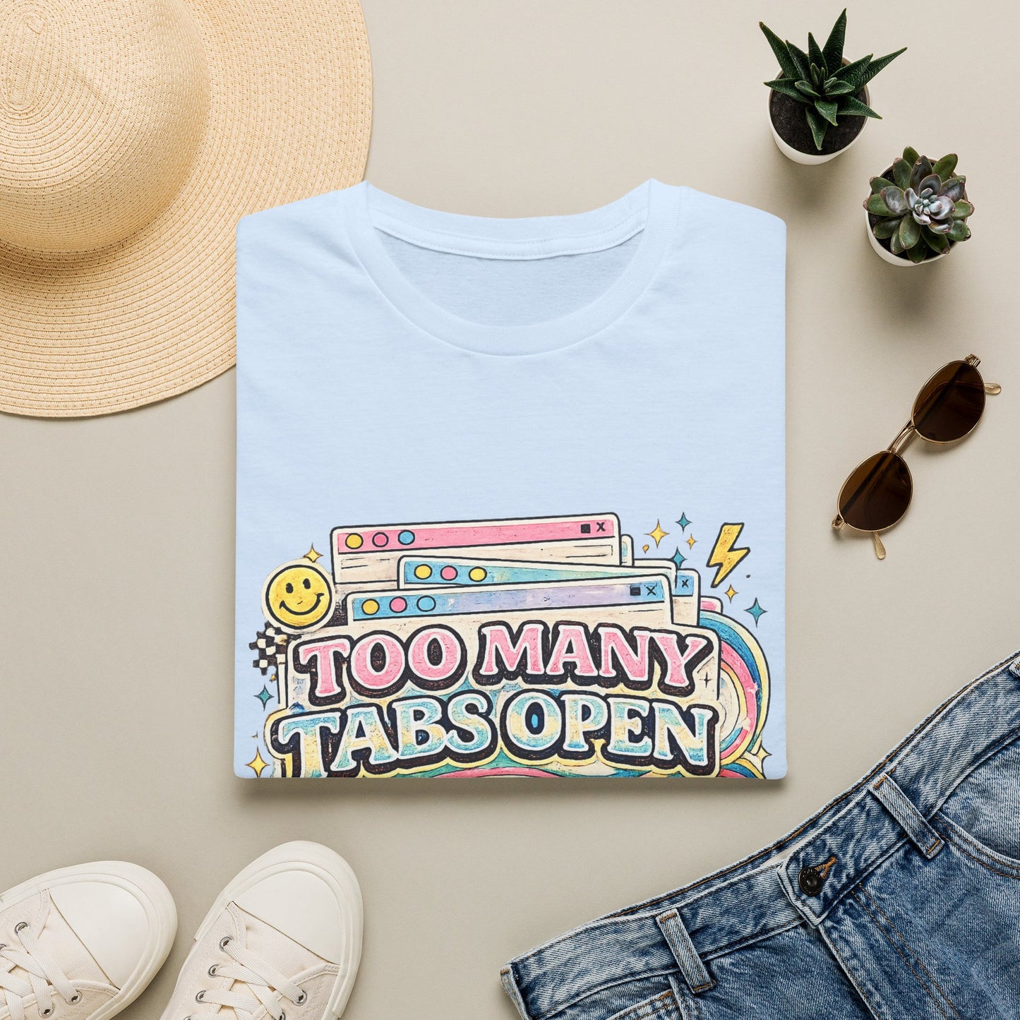 Too Many Tabs Open T-Shirt — Retro Cute Browser Tabs Graphic Tee