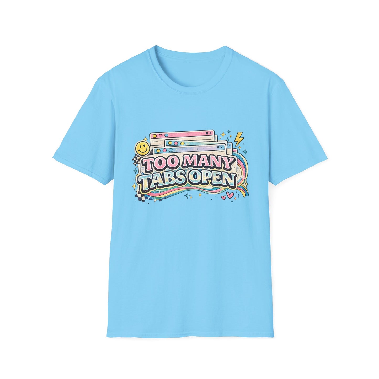 Too Many Tabs Open T-Shirt — Retro Cute Browser Tabs Graphic Tee