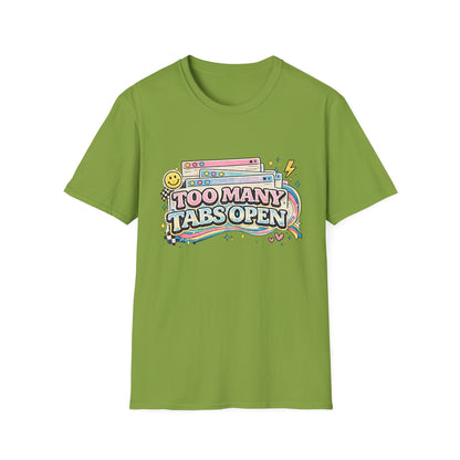 Too Many Tabs Open T-Shirt — Retro Cute Browser Tabs Graphic Tee