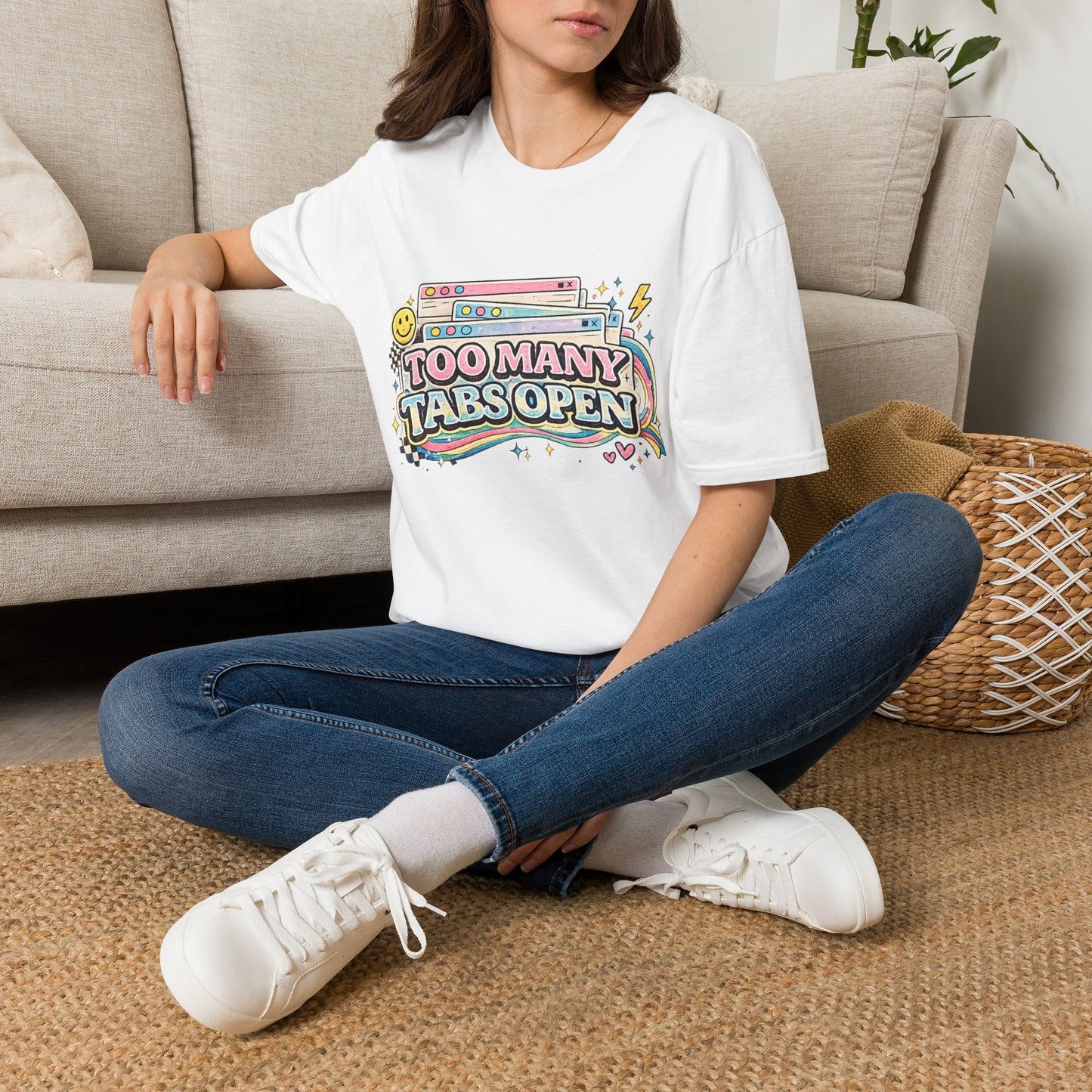 Too Many Tabs Open T-Shirt — Retro Cute Browser Tabs Graphic Tee