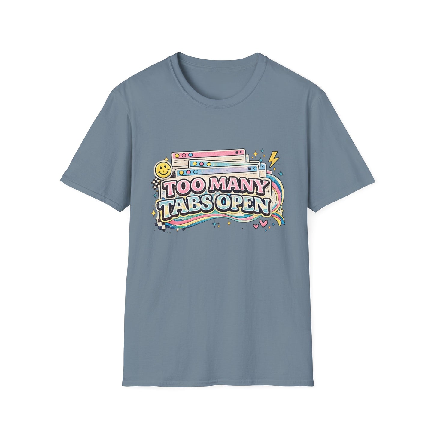 Too Many Tabs Open T-Shirt — Retro Cute Browser Tabs Graphic Tee