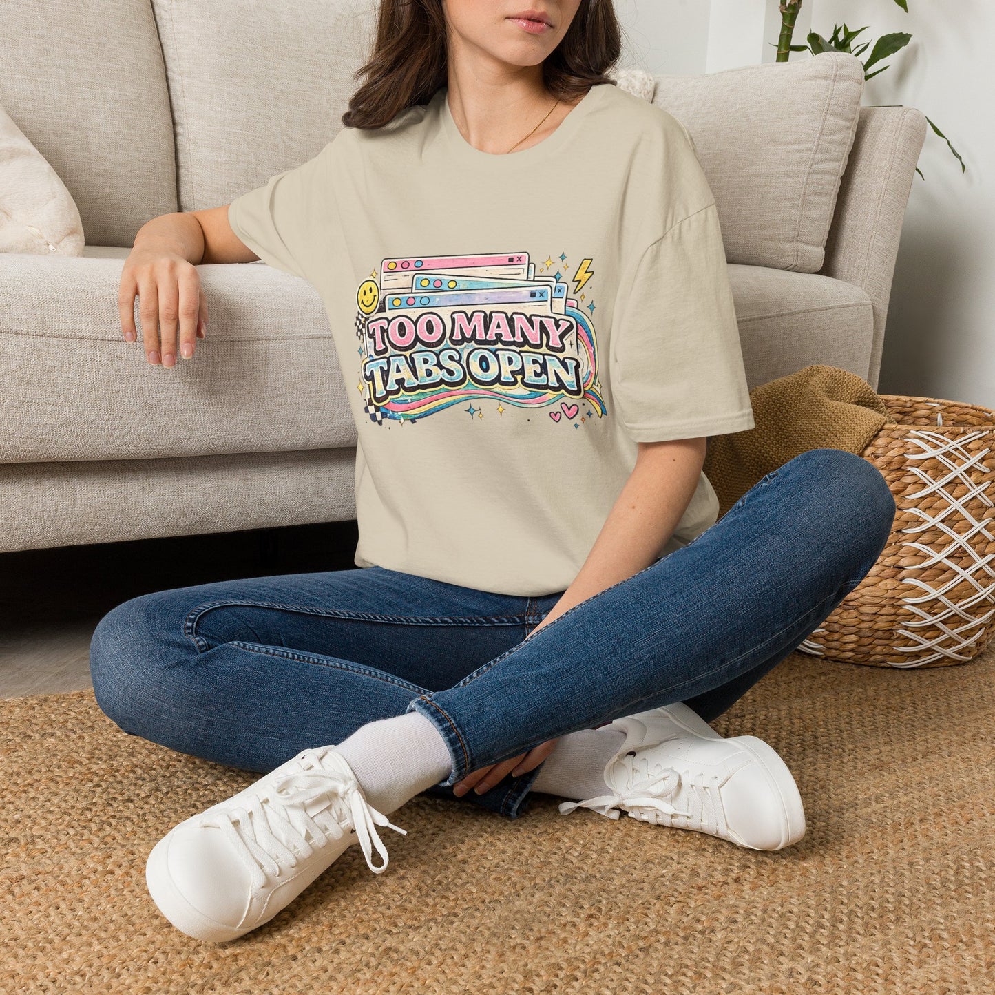 Too Many Tabs Open T-Shirt — Retro Cute Browser Tabs Graphic Tee