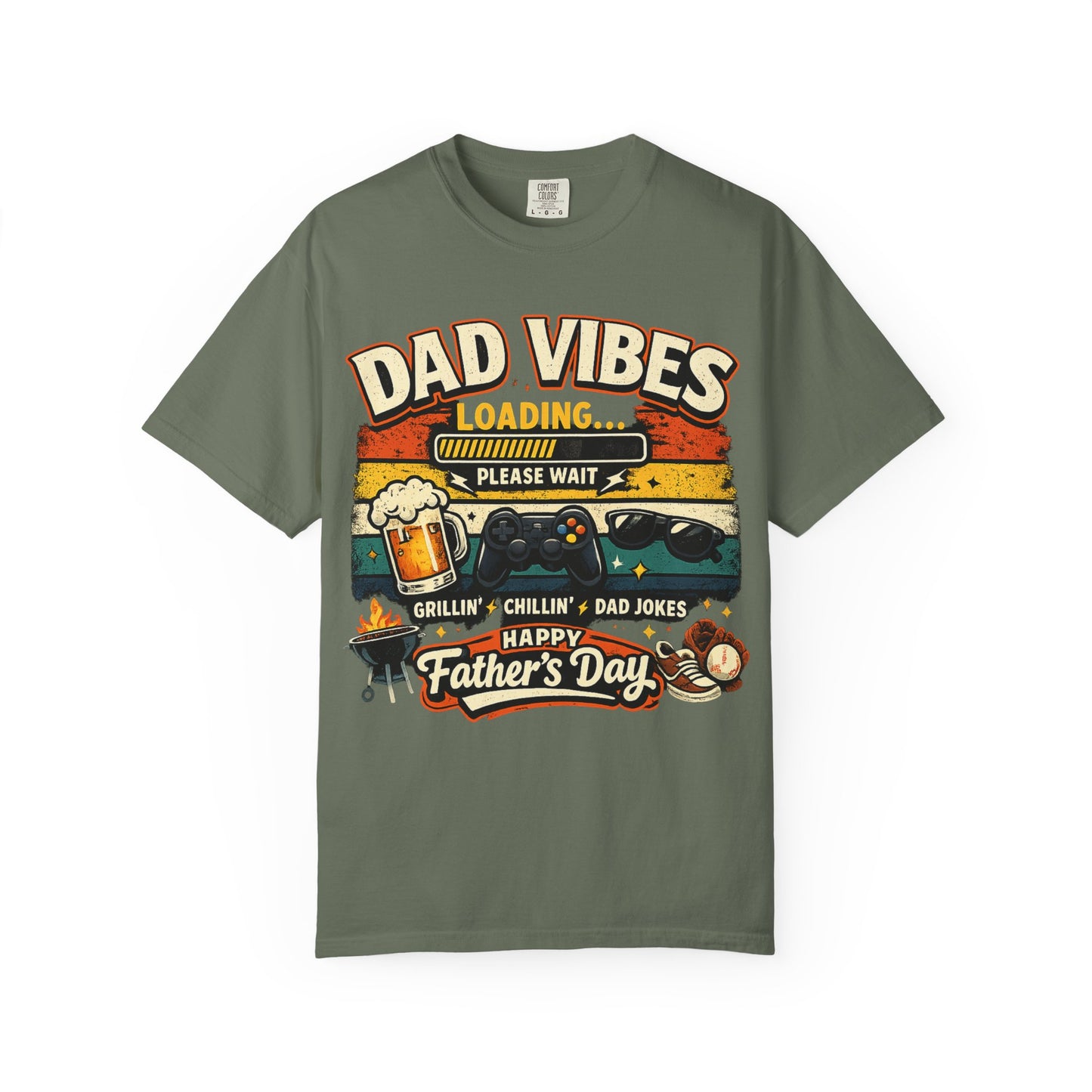 Funny Dad Vibes Loading Shirt, Retro Father’s Day Tee, Cool Dad Graphic Shirt, Viral Dad Shirt, Grilling Dad Tee, Gamer Dad Gift