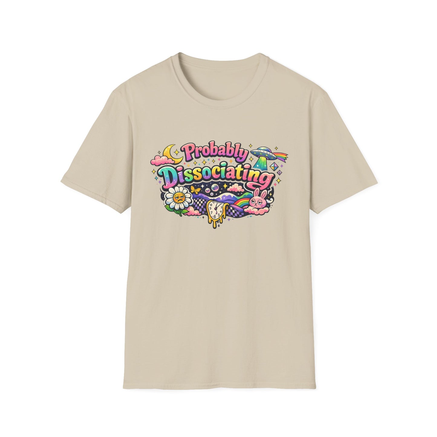 Probably Dissociating T-Shirt — Cute Psychedelic Mental Health Awareness Tee